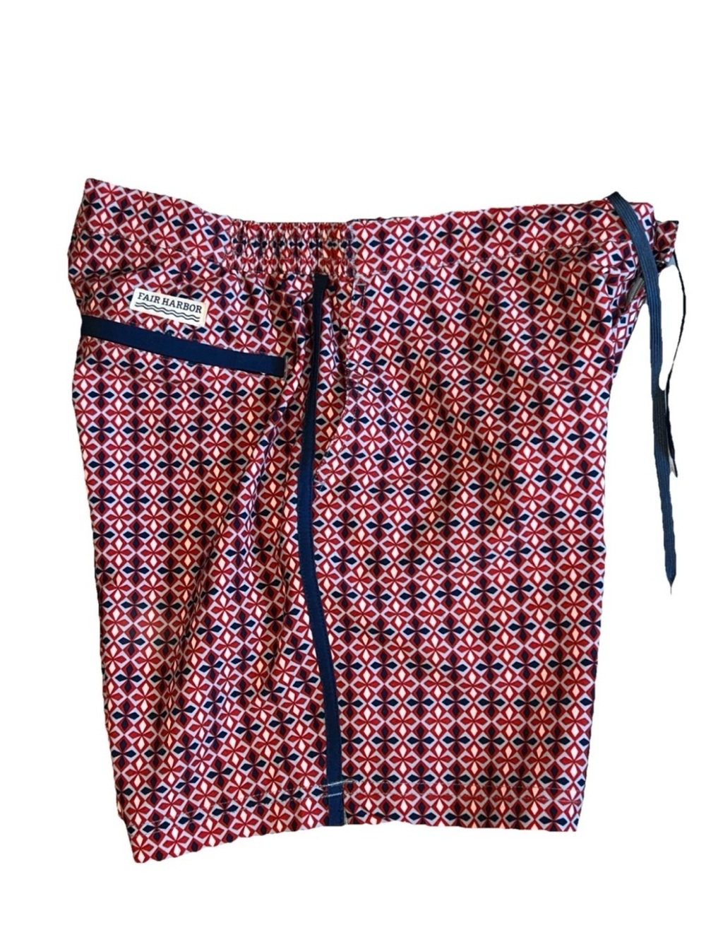 Fair Harbor  Swim Trunk Shorts Mens 34 Blue Red Geometric Excellent